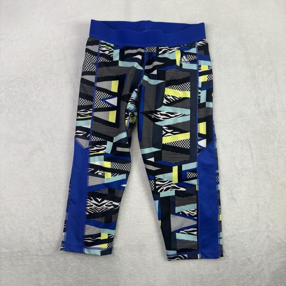 Adidas Techfit Climalite Blue Capris Leggings Activewear Athletic Pants Womens M